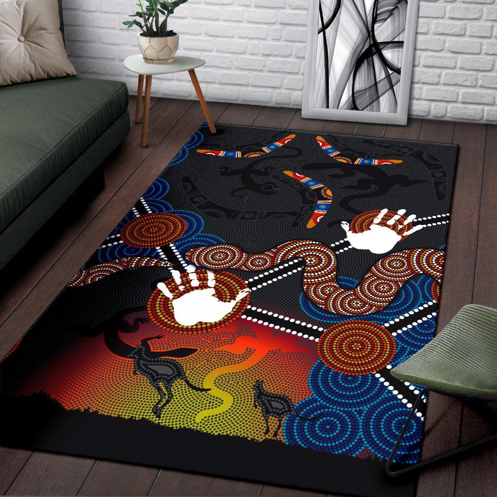 aboriginal-area-rug-australian-boomerang-and-snake-indigenous-art
