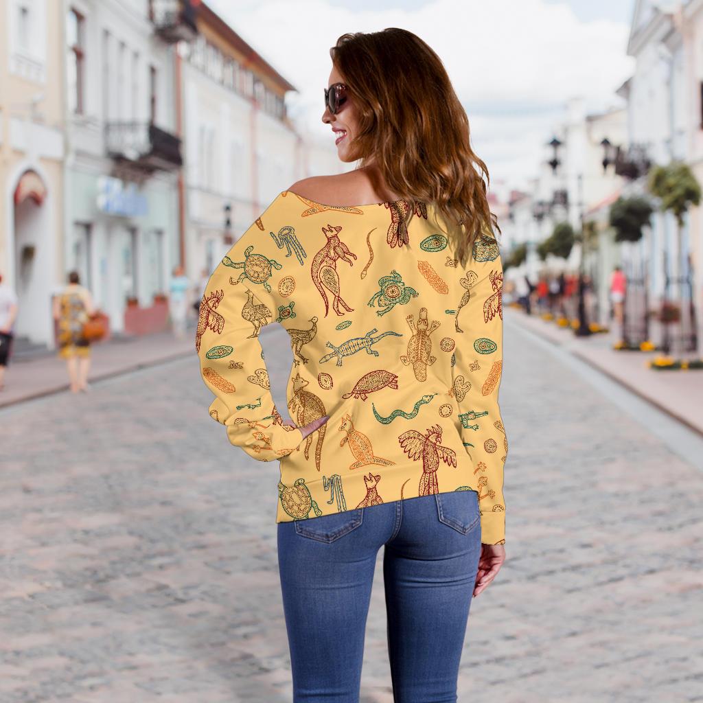 Womens Off Shoulder Sweater - Australian Animals Sweater - Vibe Hoodie