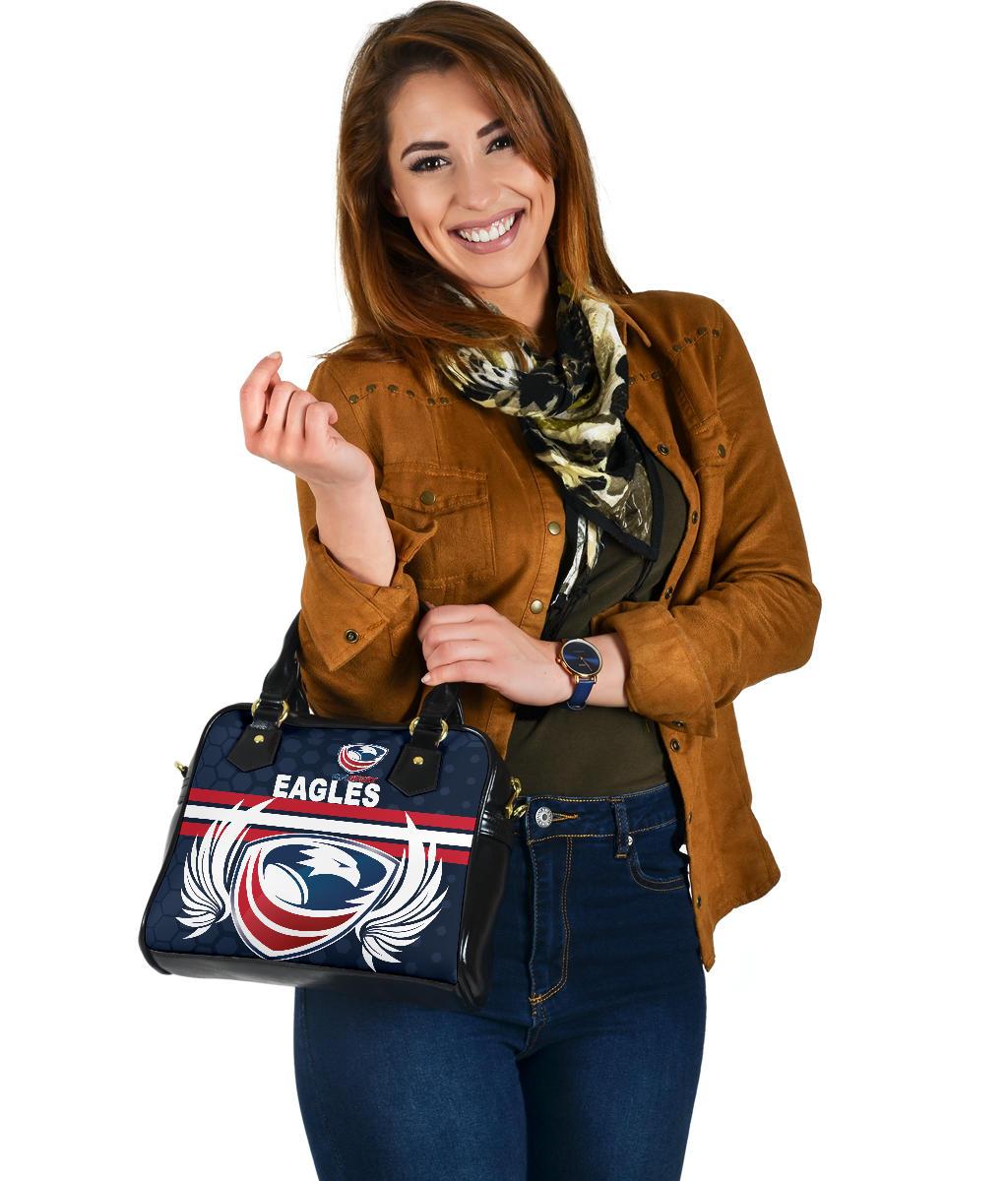 USA Rugby Shoulder Handbag Eagles Simple Style - Full Navy - Vibe Hoodie