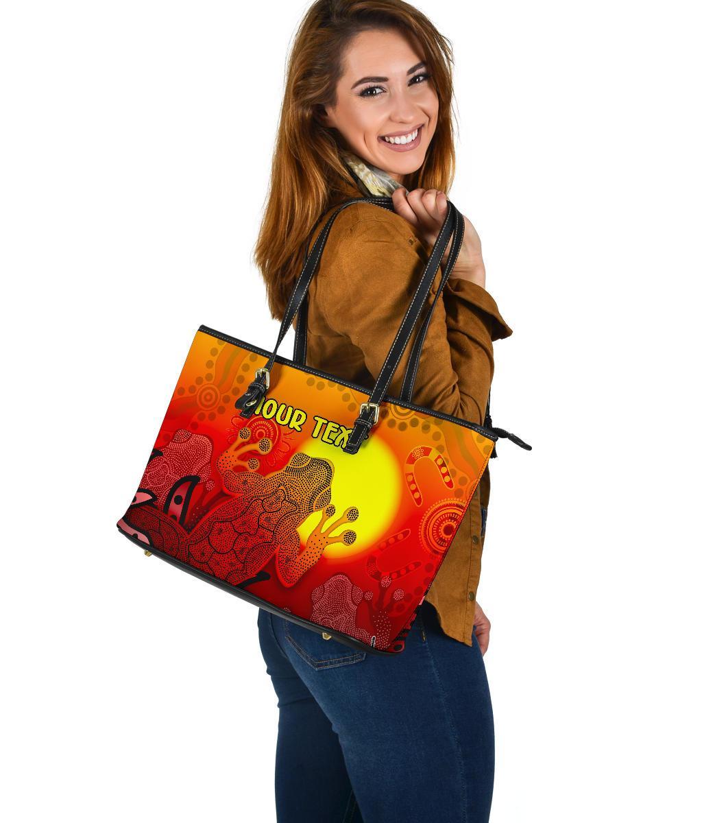 customaboriginal-leather-tote-bag-indigenous-frog-red