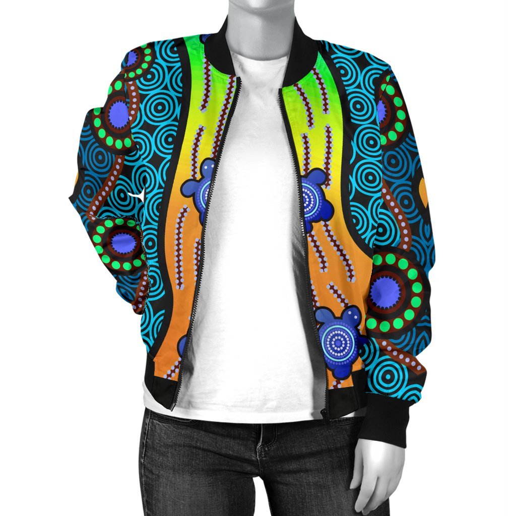 womens-bomber-jacket-aboriginal-turtle