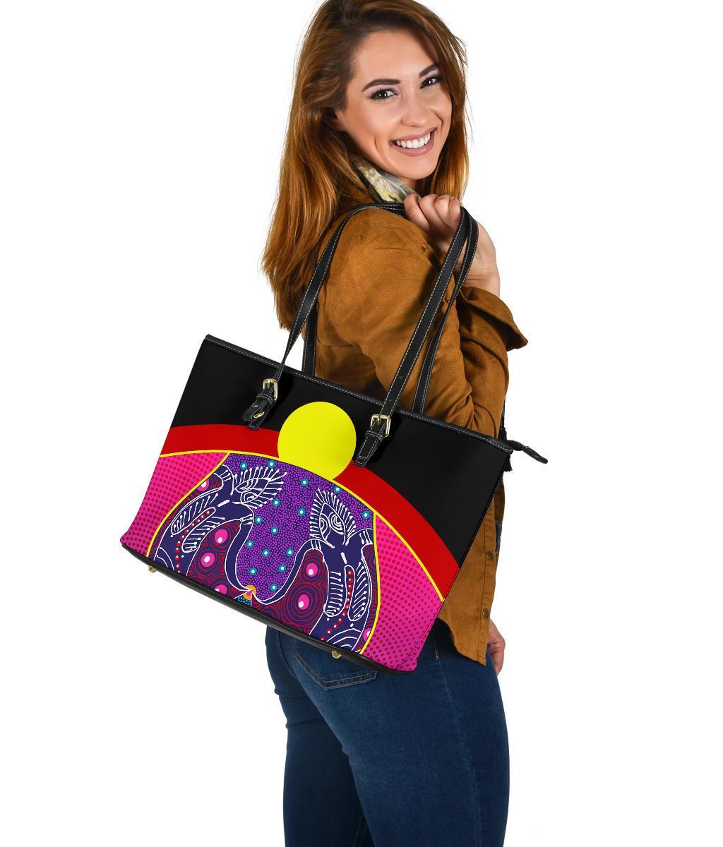 leather-tote-bags-aboriginal-sublimation-dot-pattern-style-violet