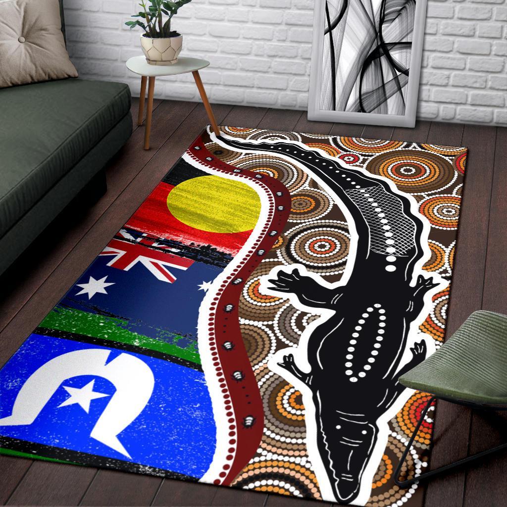 area-rug-australian-aboriginal-crocodile-with-naidoc-flags