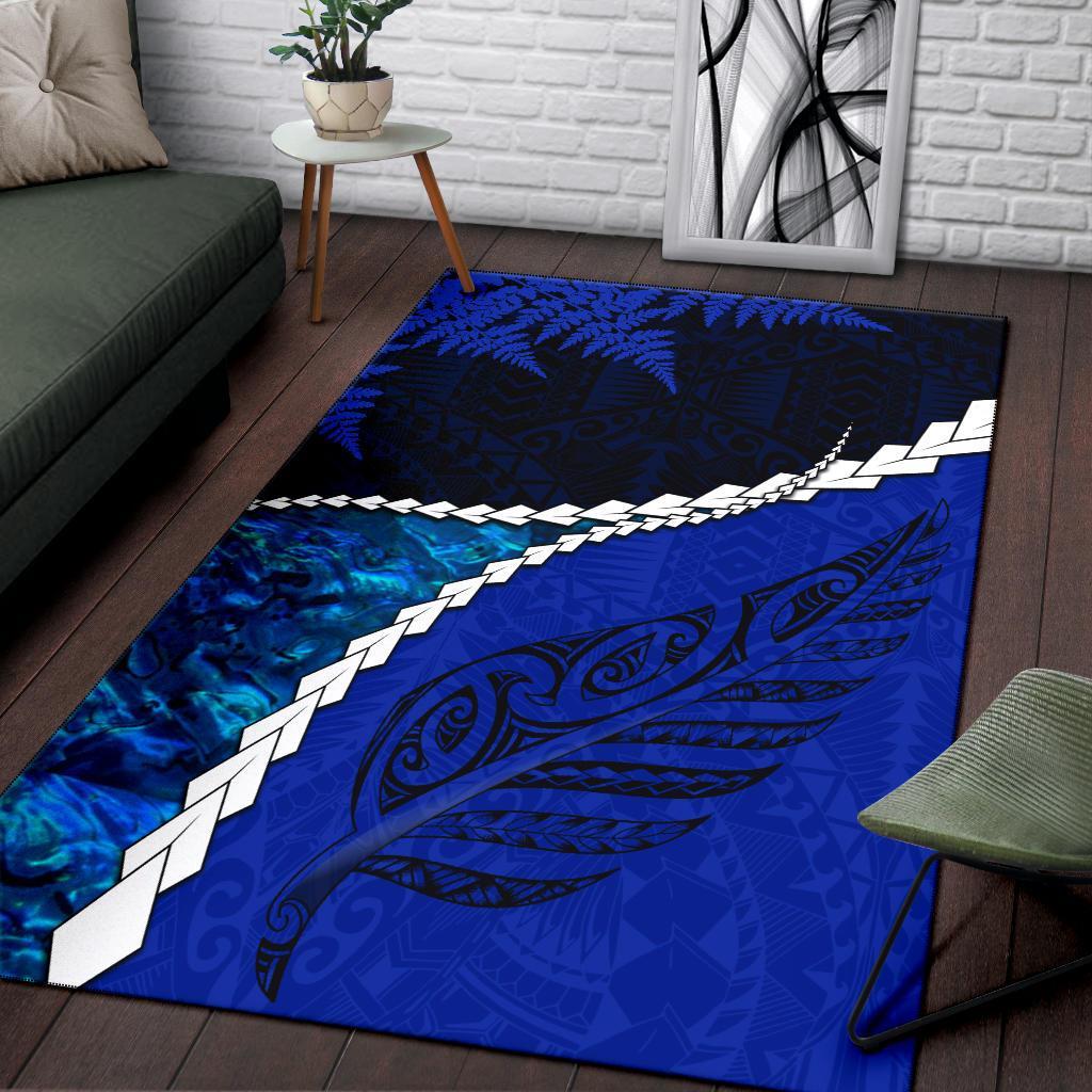 paua-shell-maori-silver-fern-area-rug-cobalt