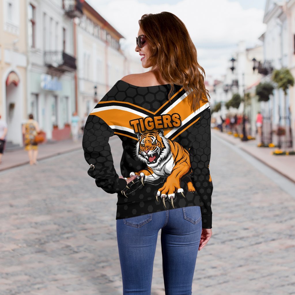 Wests Women Off Shoulder Sweater Tigers - Vibe Hoodie