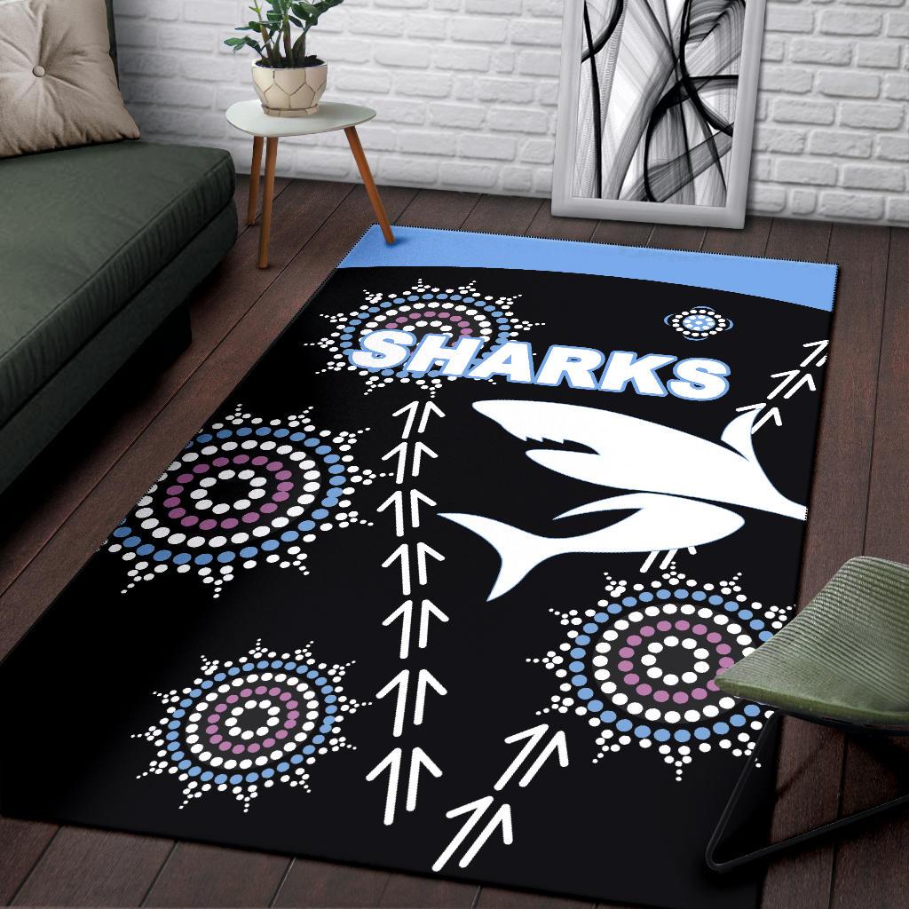 cronulla-area-rug-sharks-simple-indigenous-black