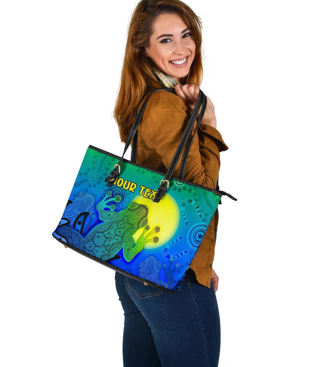 customaboriginal-large-leather-tote-bag-indigenous-frog-blue