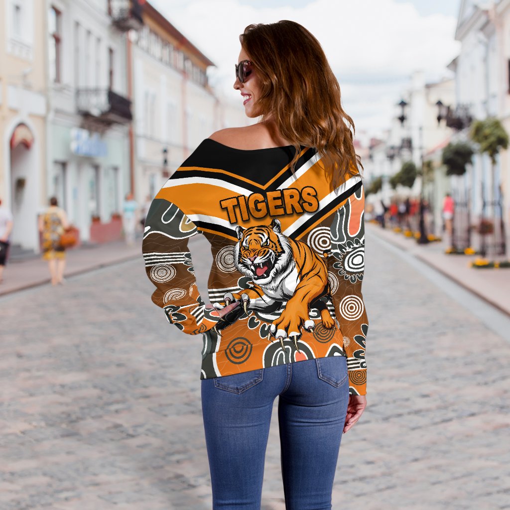 Wests Women's Off Shoulder Sweater Tigers Indigenous - Vibe Hoodie