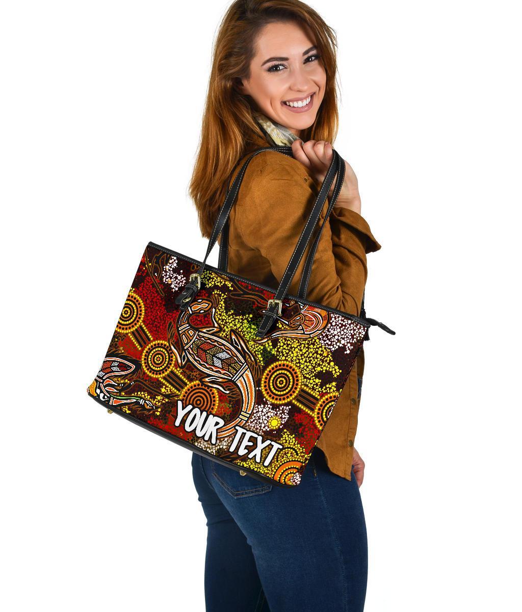 custom-aboriginal-leather-tote-bag-kangaroo-and-lizard-dot-painting-art