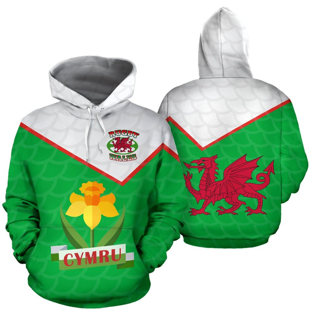 Wales Rugby Dragon With Daffodil Hoodie