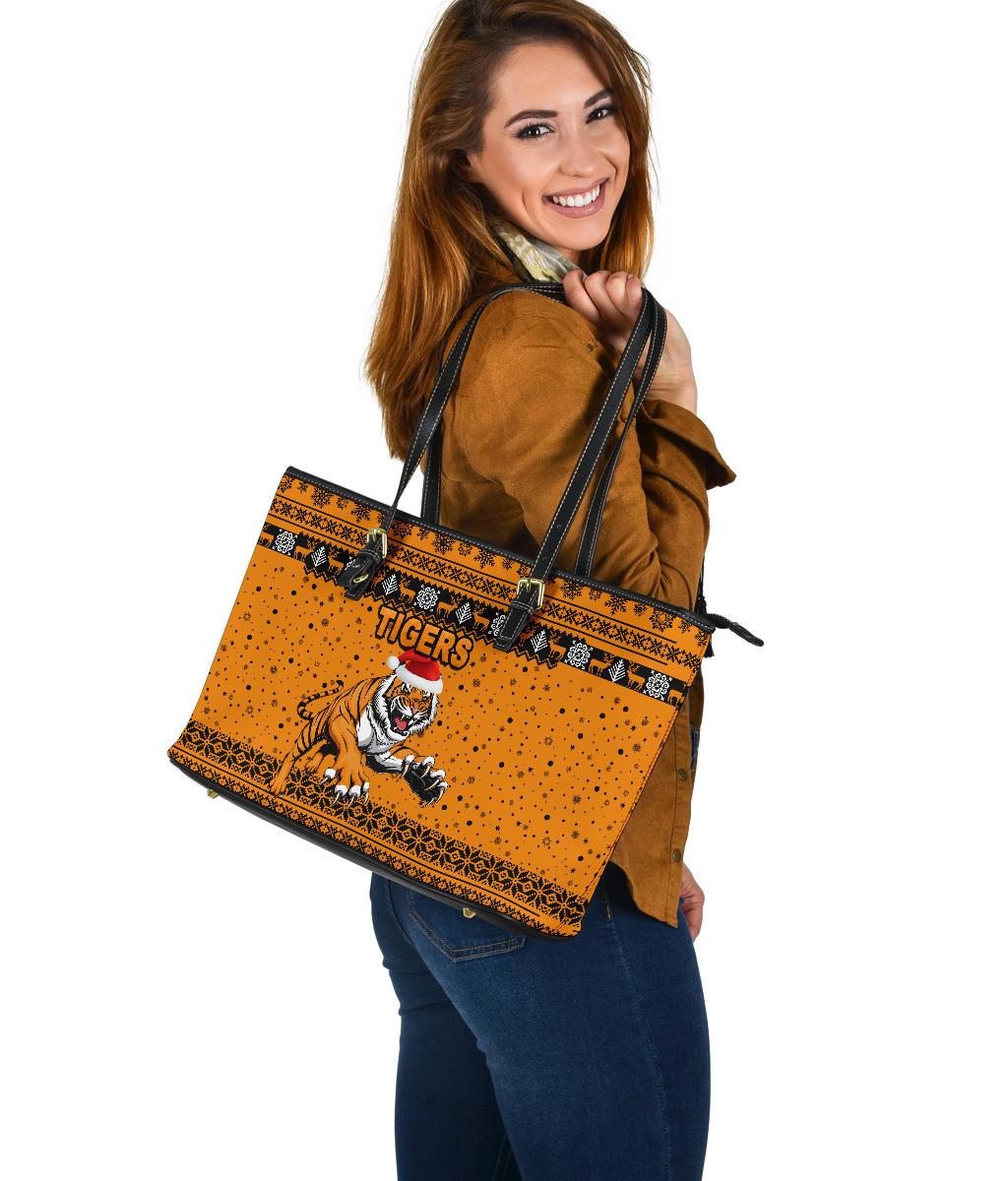 wests-christmas-large-leather-tote-tigers-unique-vibes-orange