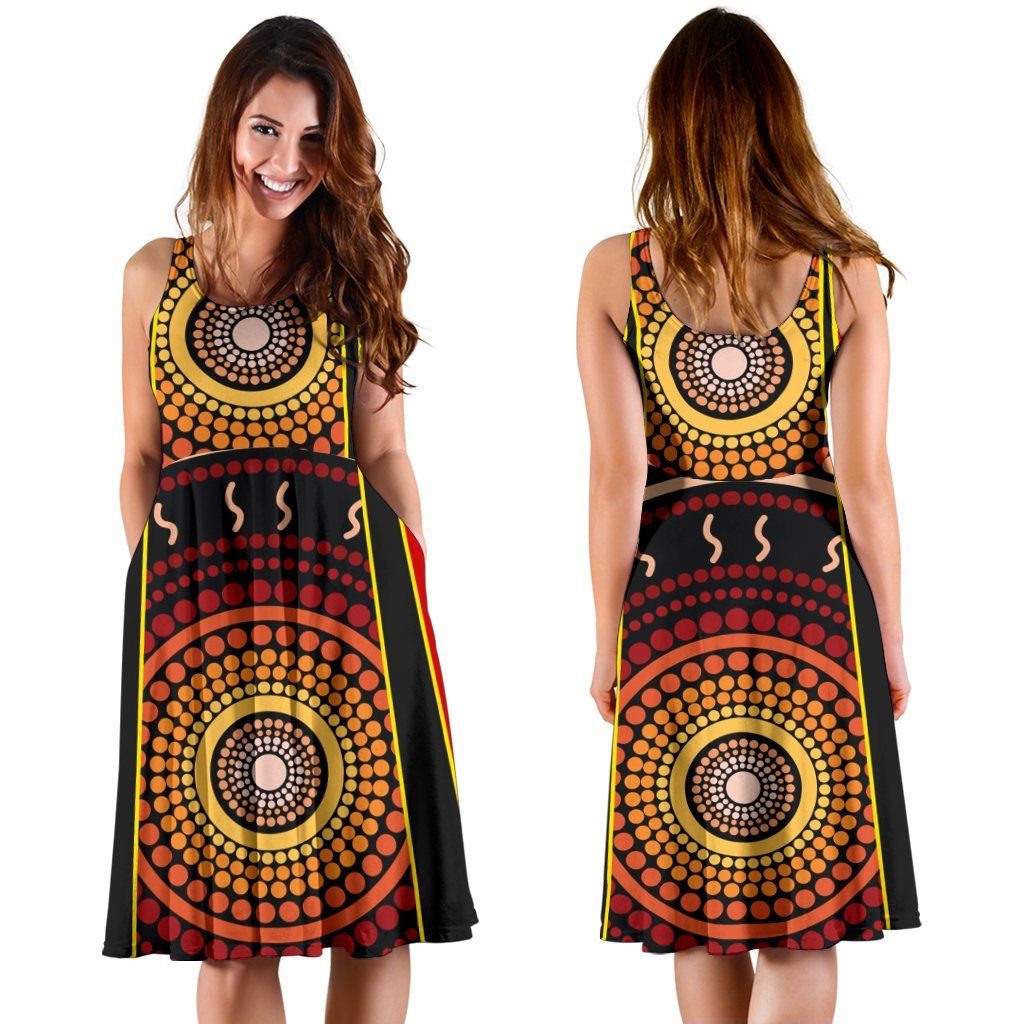 Women's Dress - Aboriginal With Dot Painting Art - Vibe Hoodie