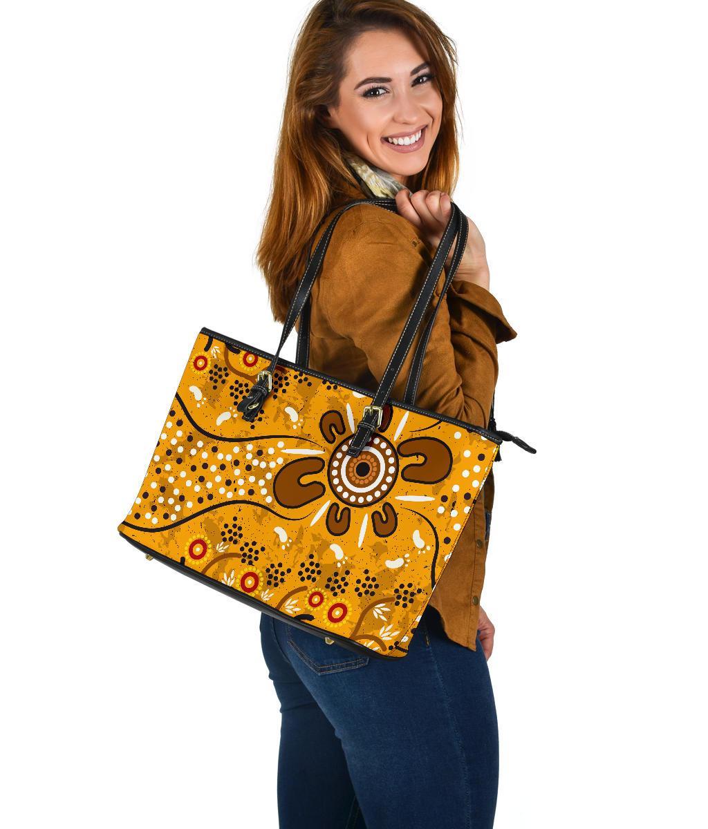 large-leather-tote-bag-aboriginal-art-in-spring-style