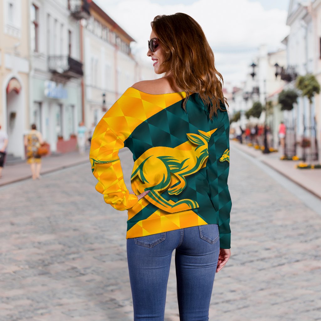 Wallabies Women Off Shoulder Sweater Sporty Style - Vibe Hoodie