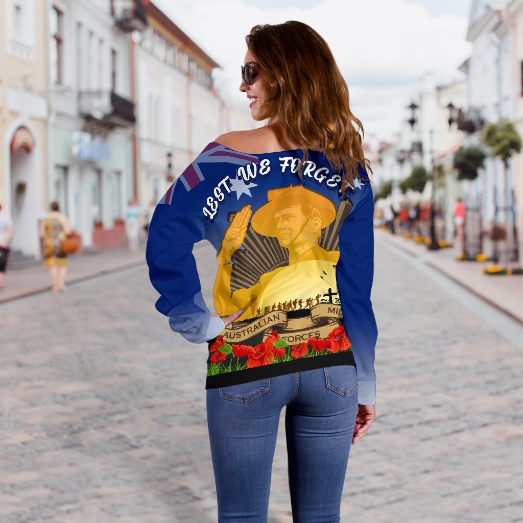 Women's Off Shoulder Sweater - Australia Anzac Day 2020 And Soldiers - Vibe Hoodie