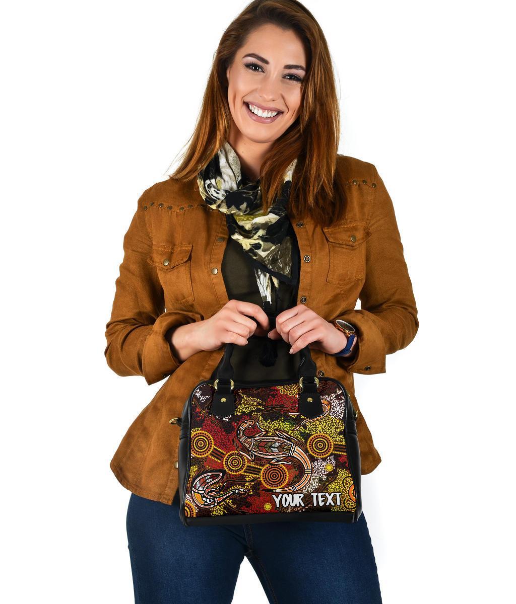 [Custom] Aboriginal Shoulder Handbag , Kangaroo and Lizard Dot Painting Art - Vibe Hoodie