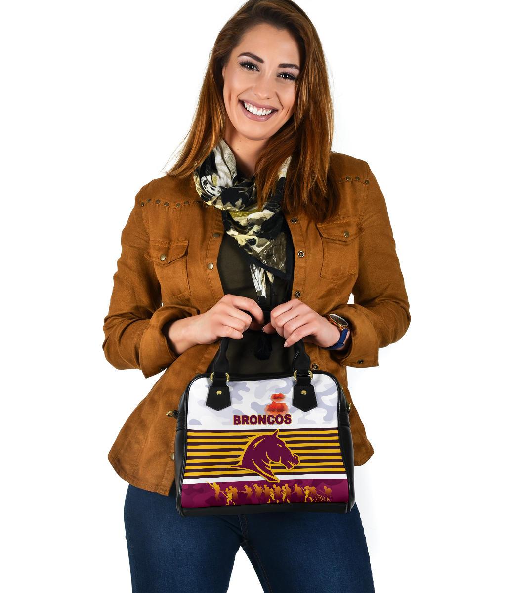 Brisbane Broncos Shoulder Handbag Anzac Day Simple Style - White - Vibe Hoodie