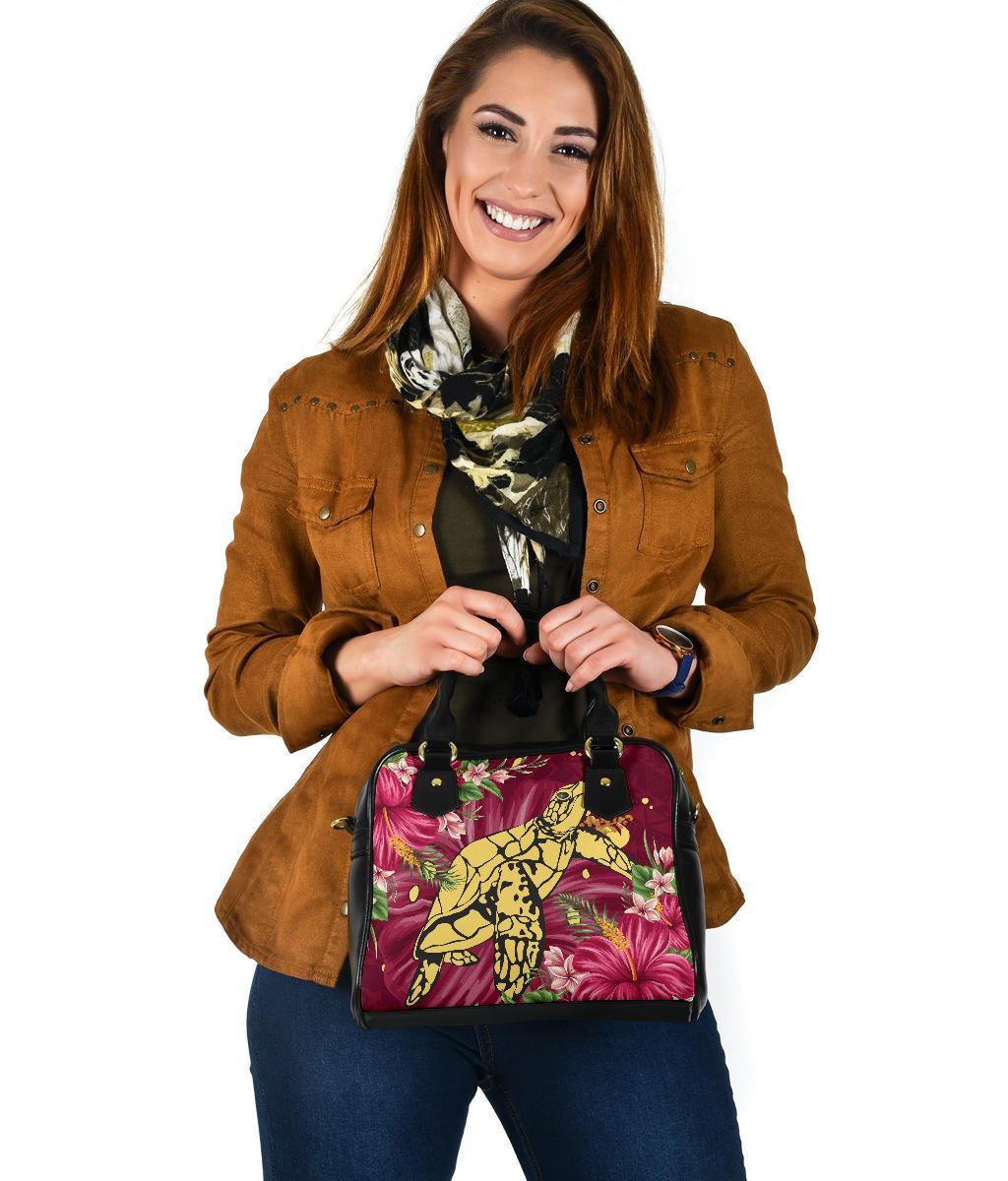 New Zealand Shoulder Handbag - Turtle Polynesian Hibiscus - Vibe Hoodie