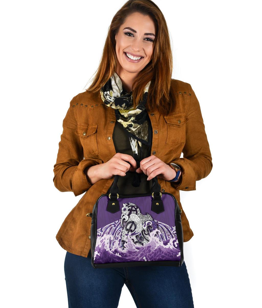 Maori Manaia The Blue Sea Shoulder Handbag, Purple - Vibe Hoodie