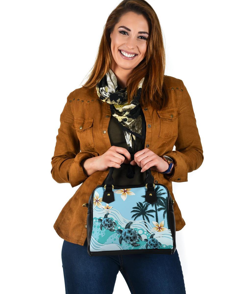 New Zealand Shoulder Handbag - Blue Turtle Hibiscus - Vibe Hoodie