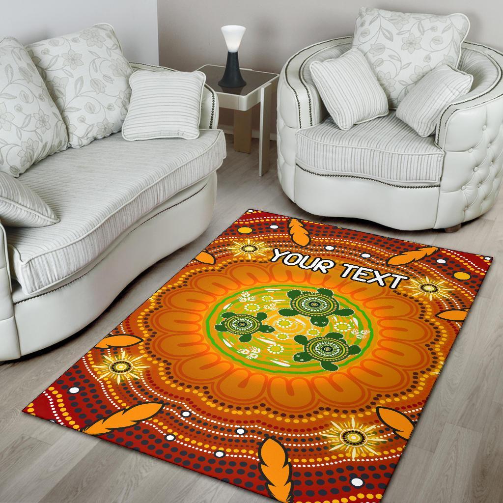 custom-text-aboriginal-area-rug-turtle-circle-dot-painting-art