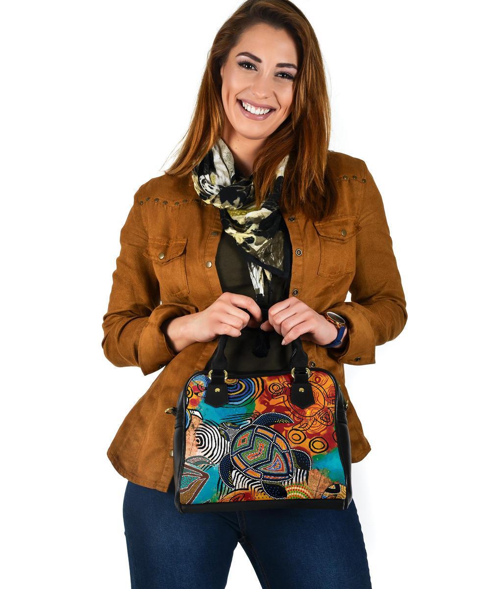 Aboriginal Shoulder Handbag - Turtle Indigenous Art - Vibe Hoodie