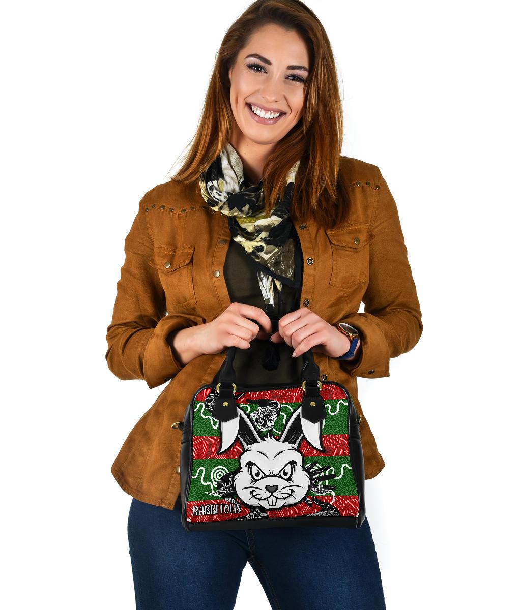 Rabbitohs Indigenous Shoulder Handbag Rabbit Head - Vibe Hoodie