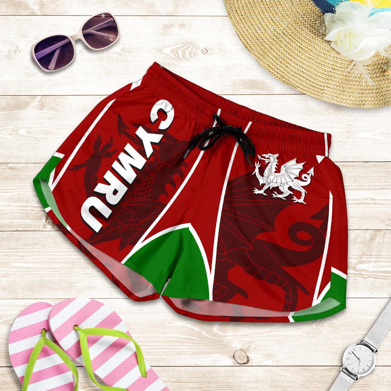 Wales Women's Shorts - Cymru Red Dragon - Vibe Hoodie