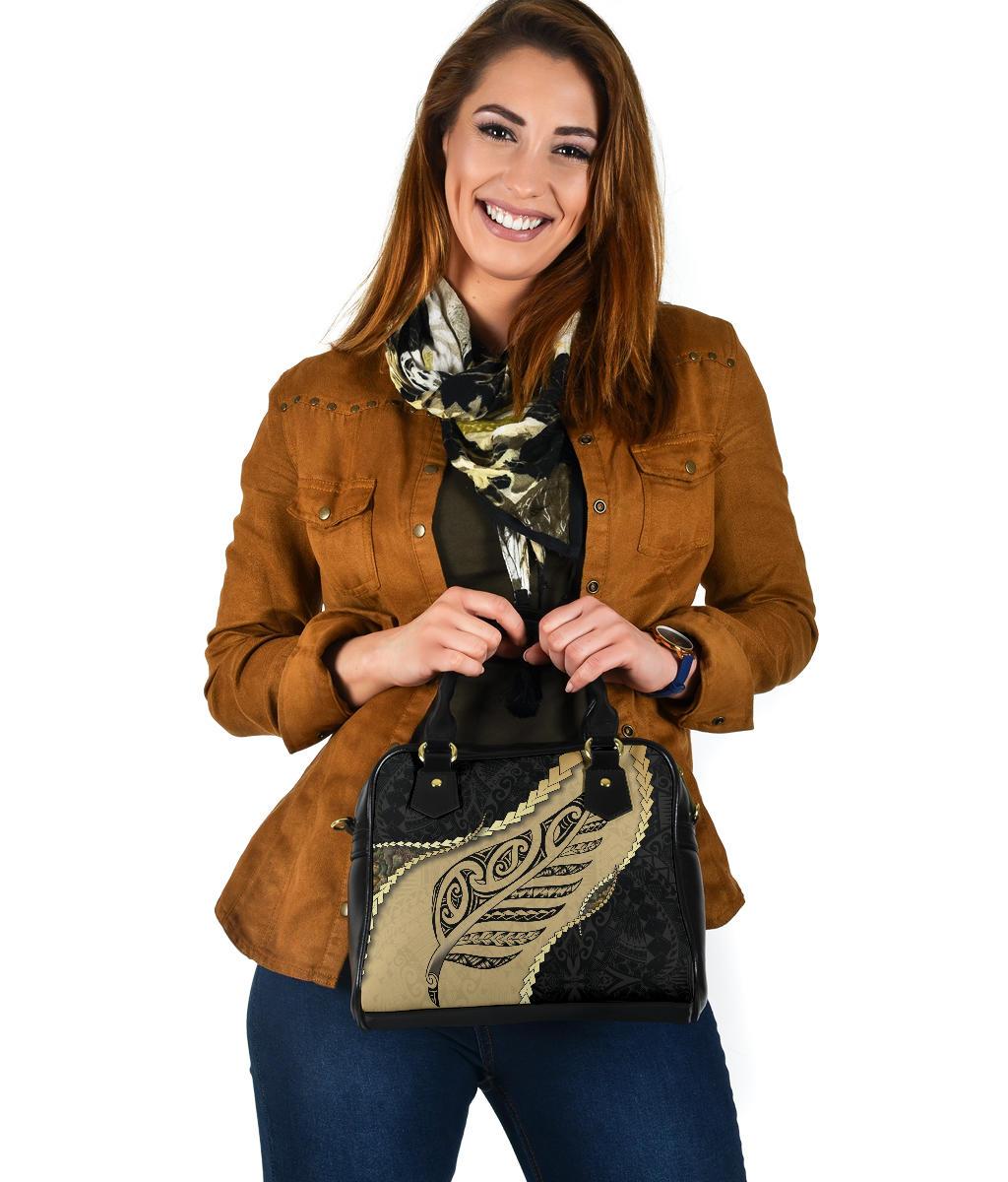 Paua Shell, Maori Silver Fern Shoulder Handbag - Vibe Hoodie