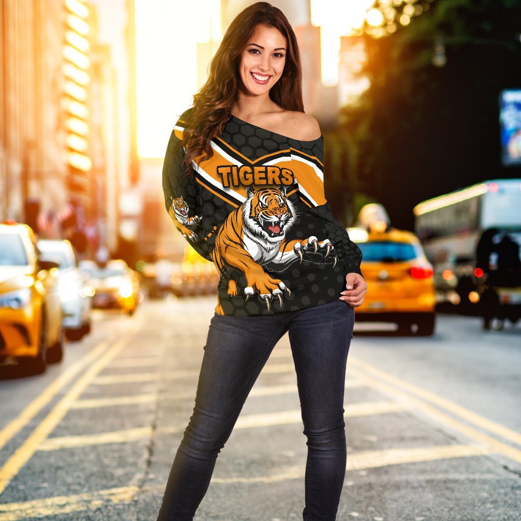 Wests Women Off Shoulder Sweater Tigers - Vibe Hoodie