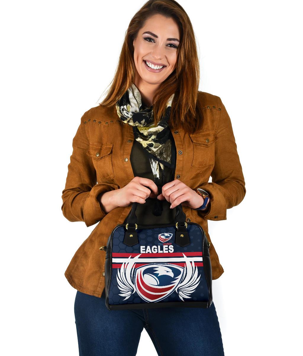 USA Rugby Shoulder Handbag Eagles Simple Style - Full Navy - Vibe Hoodie