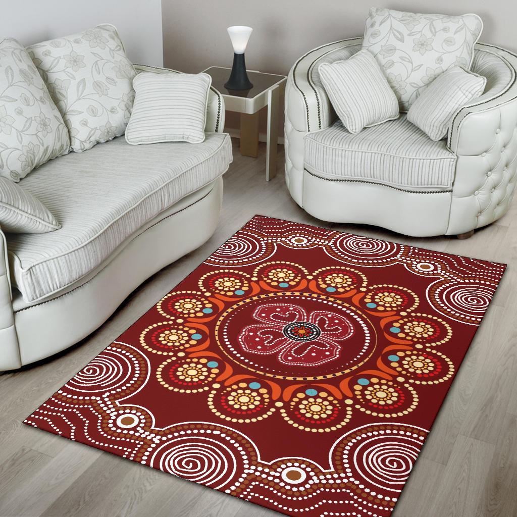 area-rug-aboriginal-dot-art-painting-with-red-poppy-flower