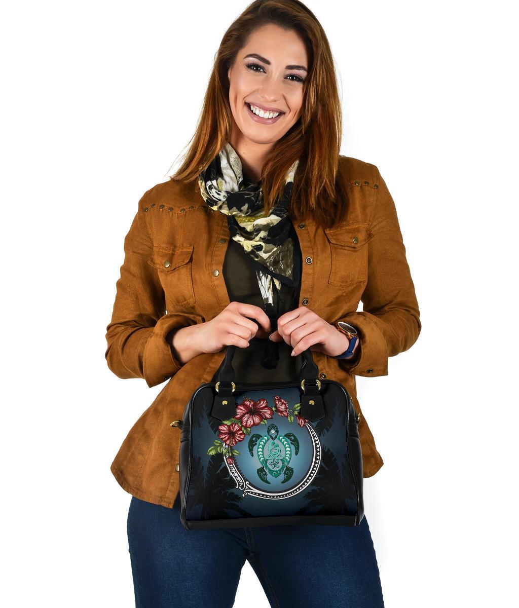 New Zealand Shoulder Handbag - Polynesian Ohana Turtle Hibiscus Mother Son - Vibe Hoodie