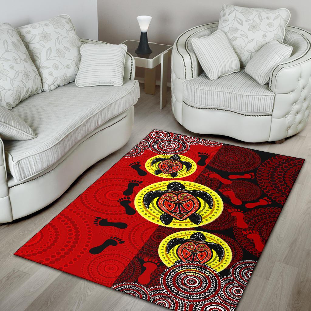 aboriginal-area-rug-turtle-footprint-circle-dot-painting