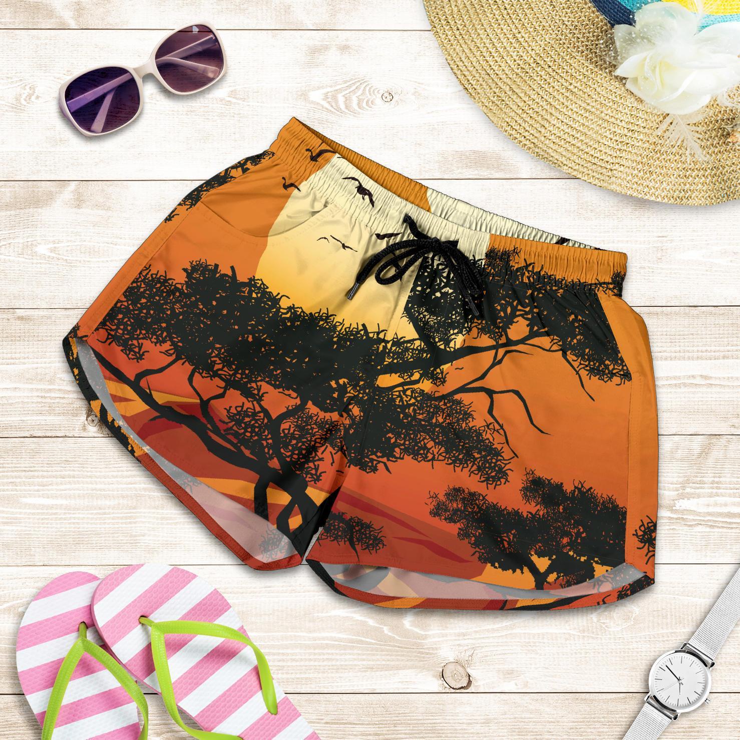 women's Shorts - Sunset And Tree In Australia - Vibe Hoodie