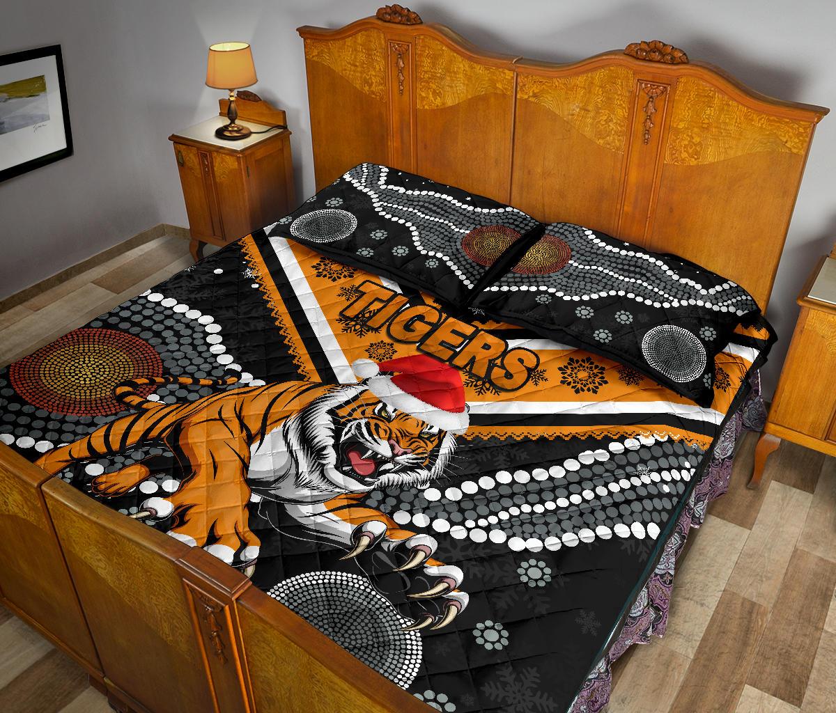 wests-christmas-quilt-bed-set-tigers-indigenous