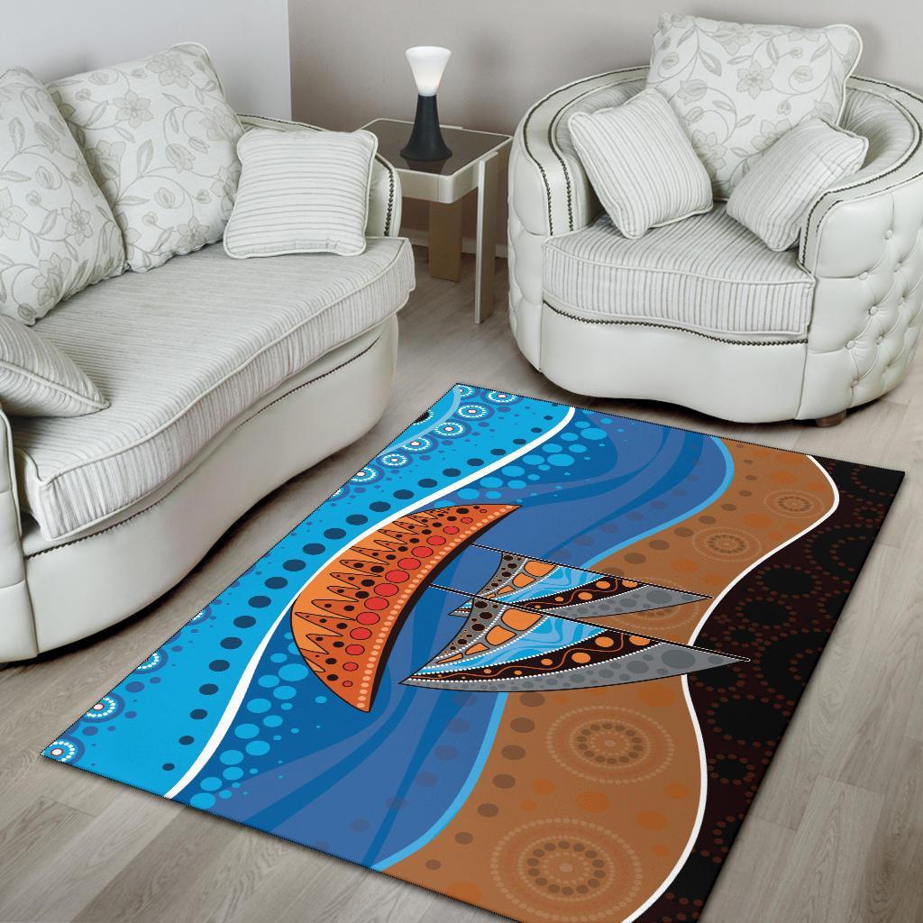 area-rug-aboriginal-dot-painting-depicting-boat