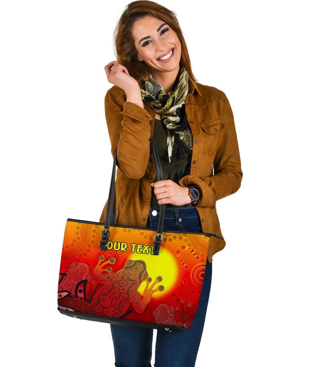 customaboriginal-leather-tote-bag-indigenous-frog-red