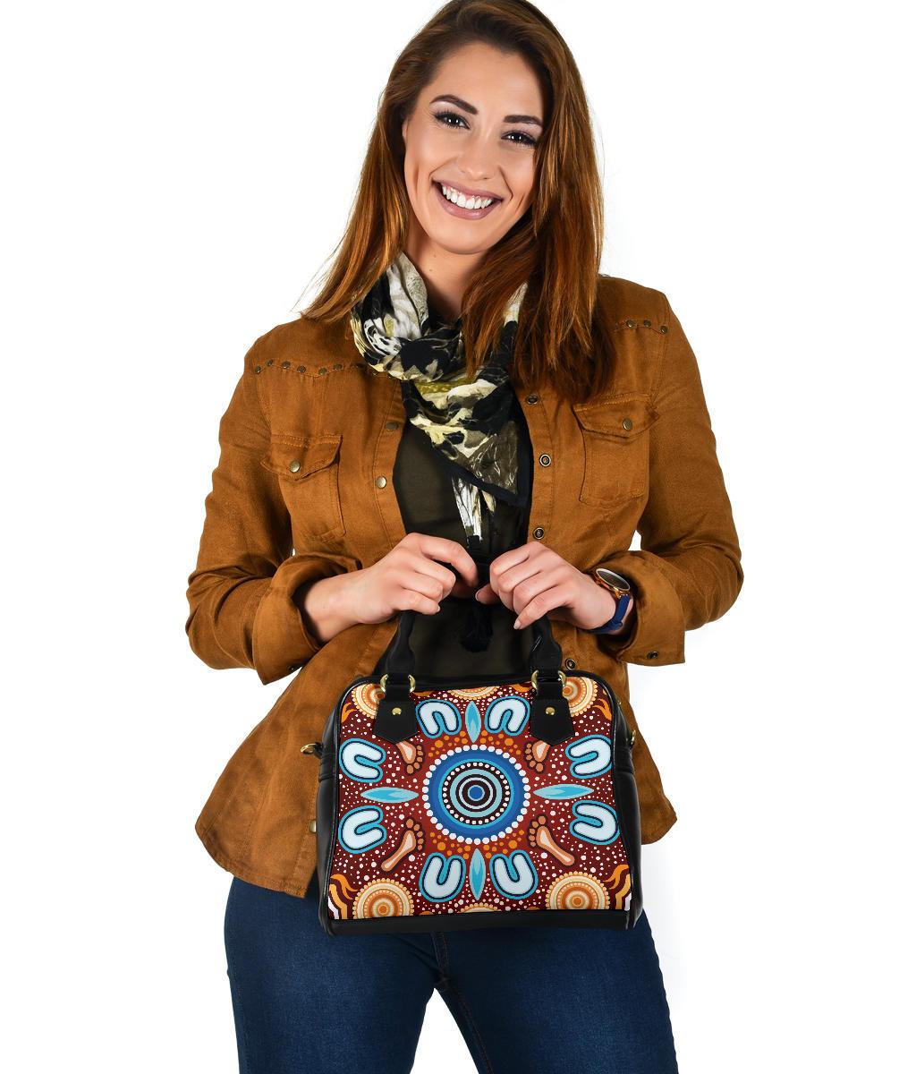 Shoulder Handbag - Indigenous Circle Dot Painting Ver02 - Vibe Hoodie