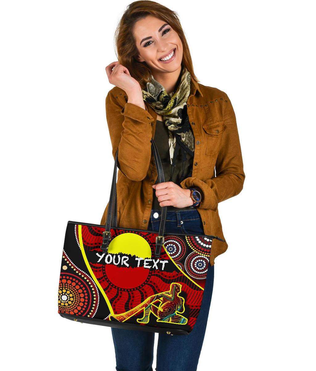 custom-large-leather-tote-bag-australia-aboriginal-dots-with-didgeridoo