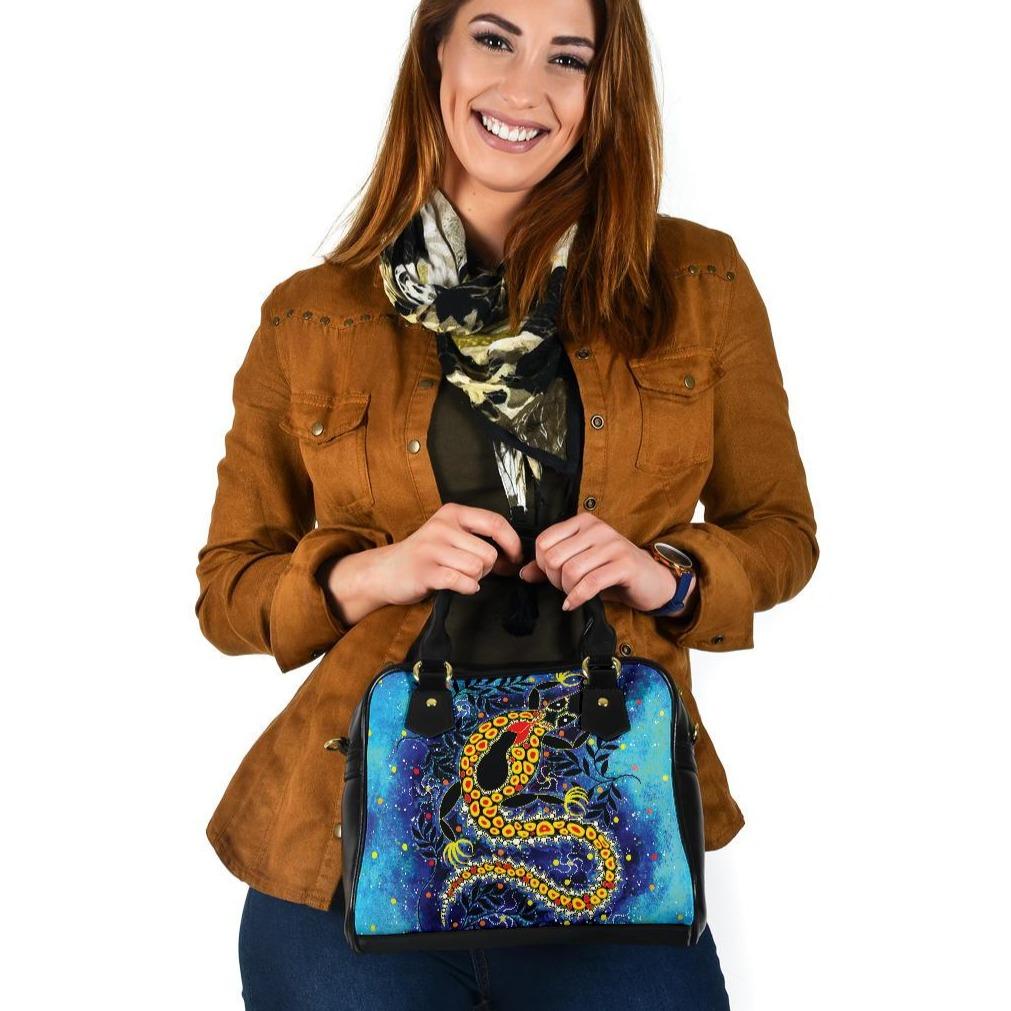 Aboriginal Shoulder Handbag - Indigenous Crocodile - Vibe Hoodie