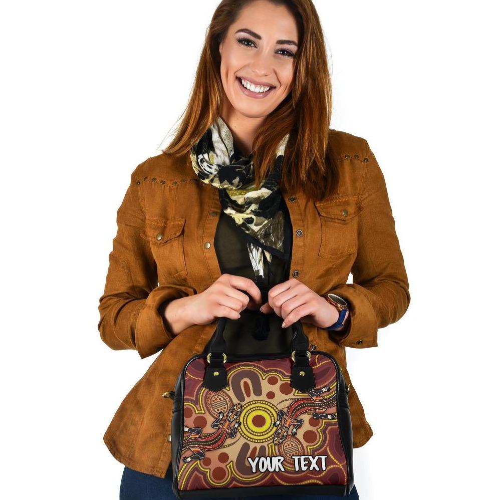 [Custom] Aboriginal Shoulder Handbag, Indigenous Lizard Dot Painting Art - Vibe Hoodie