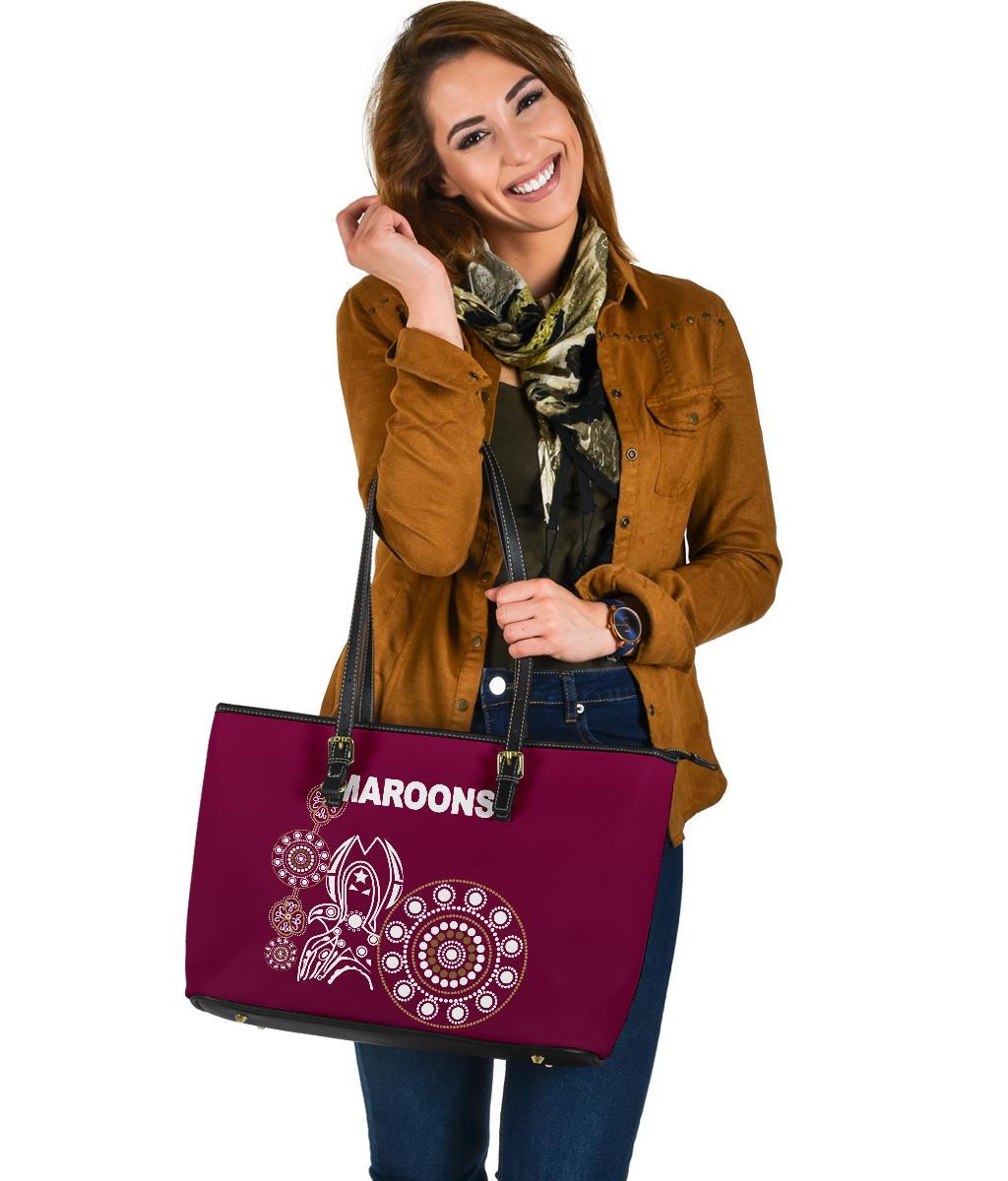 queensland-large-leather-tote-bag-maroons-simple-indigenous