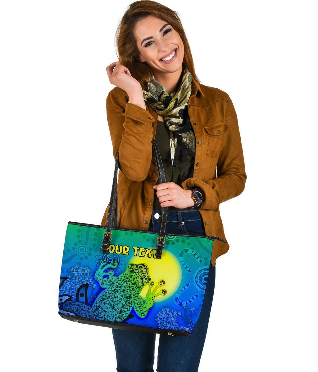 customaboriginal-large-leather-tote-bag-indigenous-frog-blue