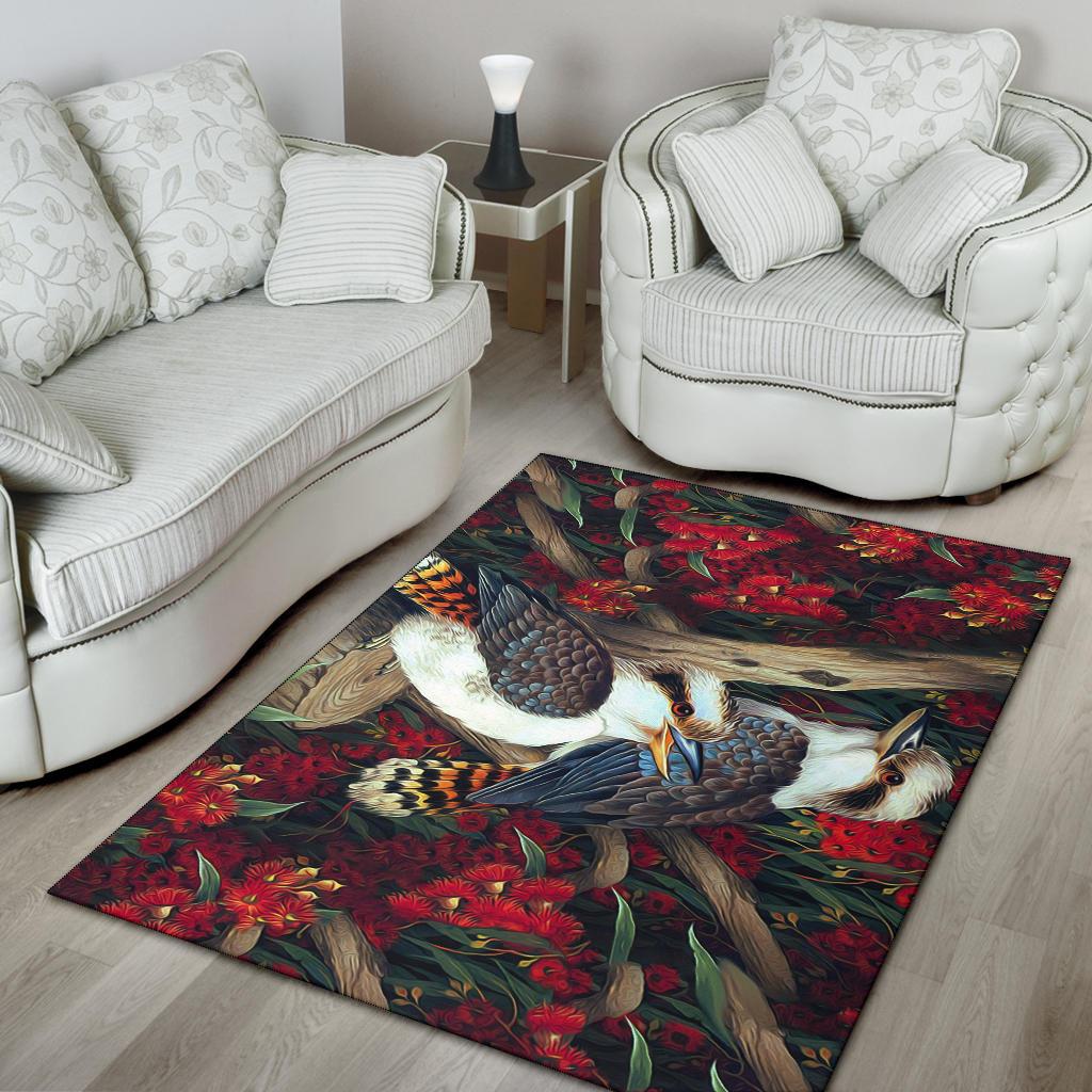 area-rug-kookaburra-rug-waratah-flowers-painting