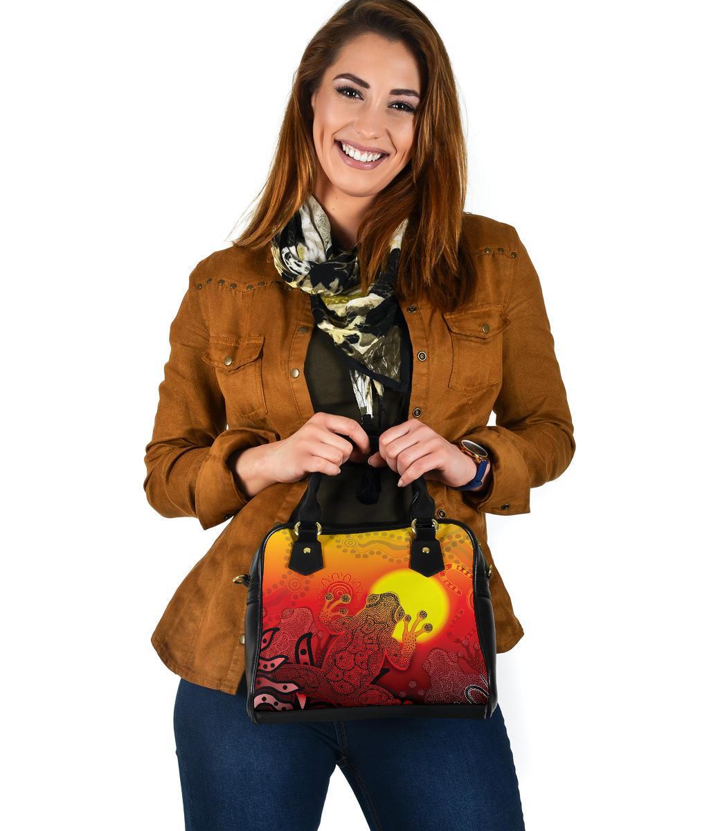 Aboriginal Shoulder Handbag - Indigenous Frog (Red) - Vibe Hoodie