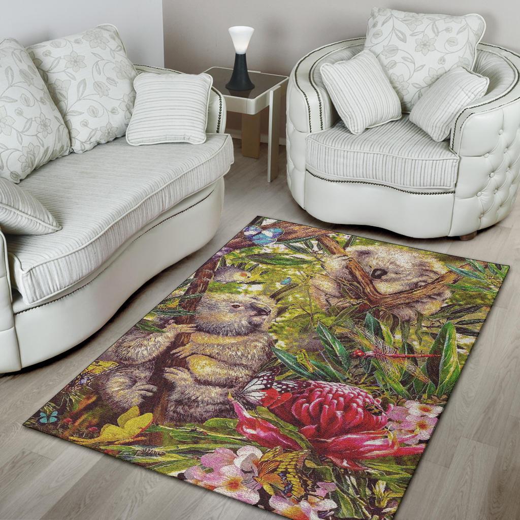 koala-area-rug-3d-koala-with-waratah-flower-rug