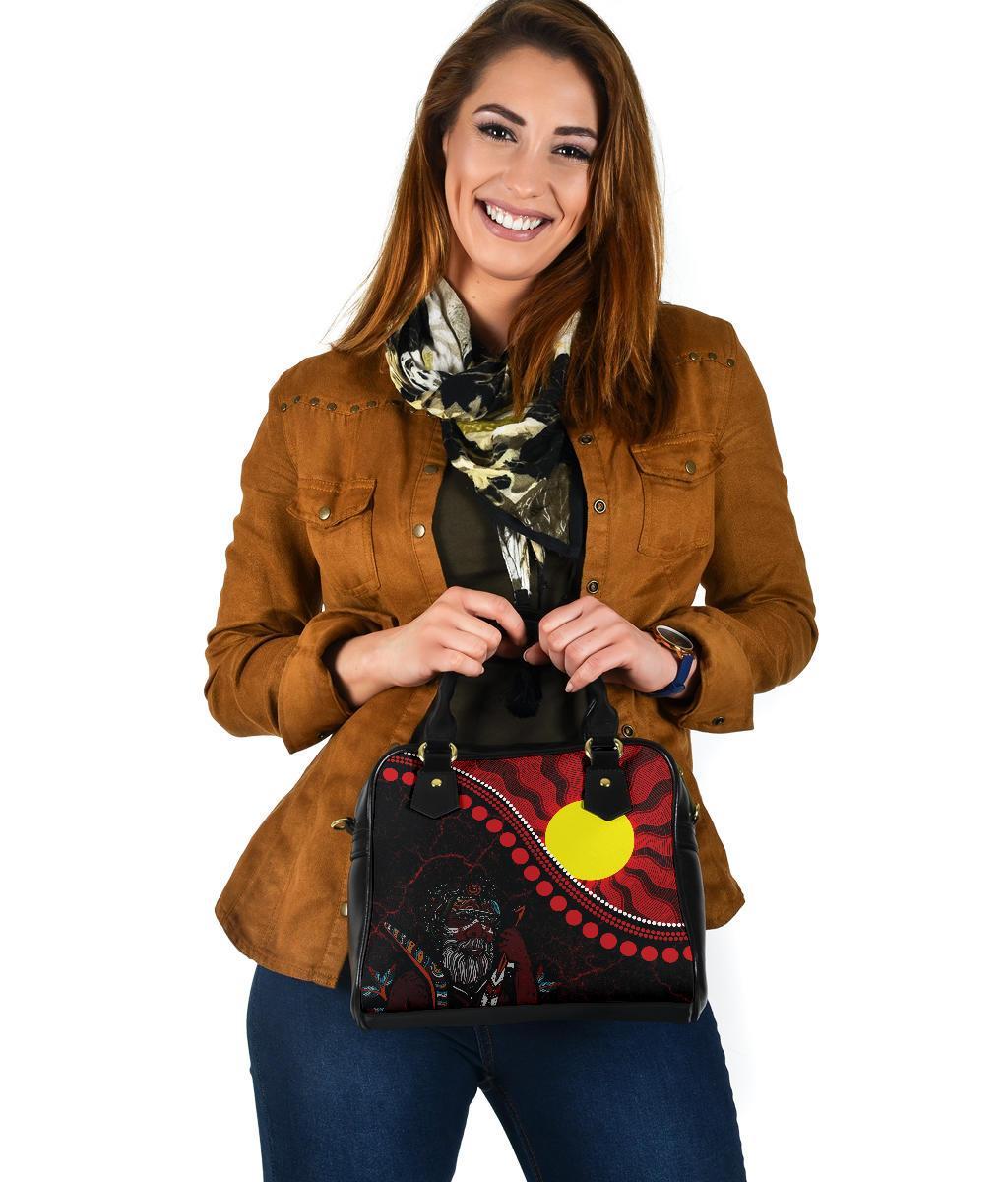 Aboriginal Shoulder Handbag - Indigenous People And Sun - Vibe Hoodie