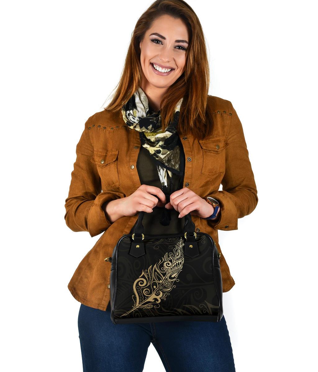 Light Silver Fern New Zealand Shoulder Handbag - Golden - Vibe Hoodie