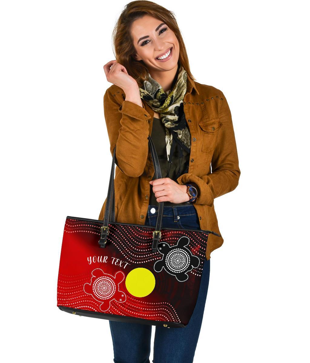 custom-aboriginal-leather-tote-bag-indigenous-circle-dot-painting-style